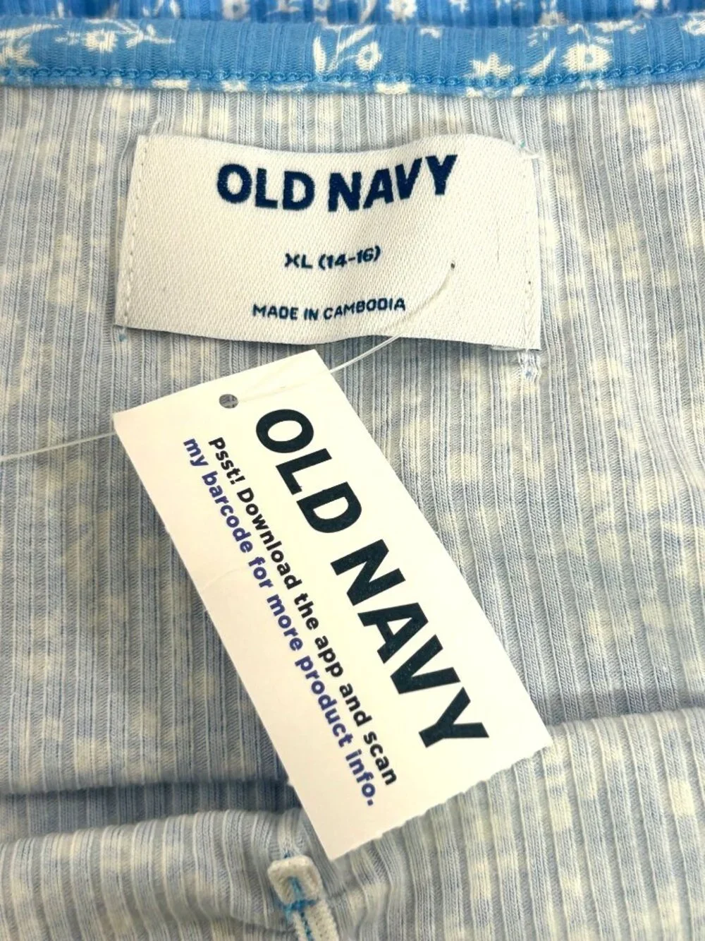 Old Navy Girls’ Sundress XL Blue White Floral Spaghetti Straps Peasant Ruffle
